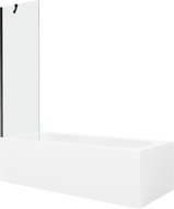 Mexen Vega cadă dreptunghiulară 160 x 70 cm cu panou și paravan cu 1 canat 60 cm, transparentă, neagră - 550116070X9506000070