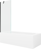 Mexen Vega cadă dreptunghiulară 160 x 70 cm cu panou și paravan 1-canat 70 cm, transparent, negru - 550116070X9507000070