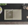 Mexen Cesar chiuvetă de granit cu 1 compartiment cu scurgător și baterie de bucătărie Flora, bej - 6514-69-670401-00
