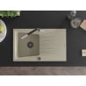 Mexen Cesar chiuvetă de granit cu un compartiment, cu picurător și baterie de bucătărie Flora, Bej - 6514-69-670401-07-B