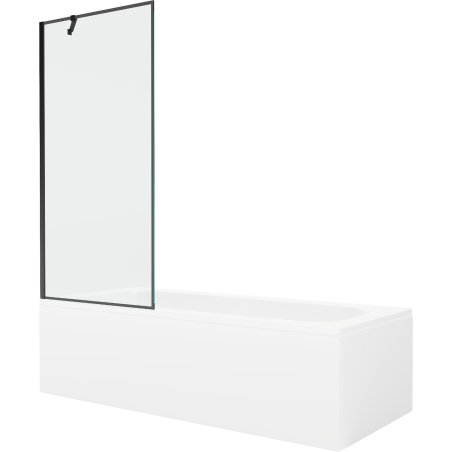 Mexen Vega cadă dreptunghiulară 160 x 70 cm cu carcasă și paravan cu 1 canat de 80 cm, model negru - 550116070X9508007070