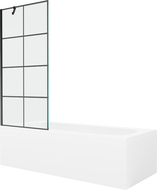 Mexen Vega cadă dreptunghiulară 160 x 70 cm cu mască și paravan cu 1 canat 80 cm, model negru - 550116070X9508007077