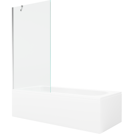 Mexen Vega cadă dreptunghiulară de 160 x 70 cm cu panouri si paravan cu 1 aripă 90 cm, transparent, crom - 550116070X9509000001