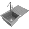Mexen Cesar gránit mosogatótálca 1 medencés csepegtetővel és Flora konyhacsappal, szürke - 6514-71-670401-00