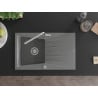 Mexen Cesar chiuvetă de granit cu un compartiment, cu picurător și baterie de bucătărie Flora, Gri - 6514-71-670401-00