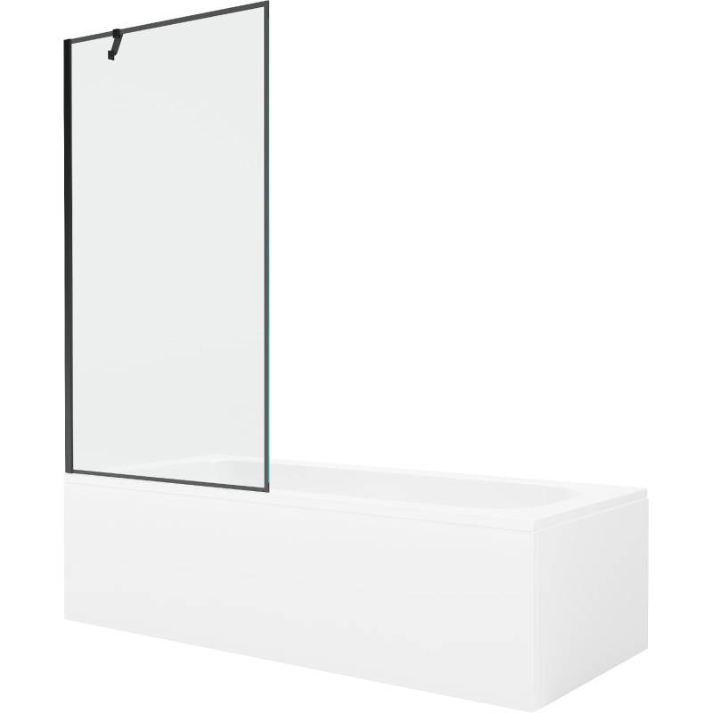 Mexen Vega téglalap alakú fürdőkád 160 x 70 cm burkolattal és 1-szárnyú paravánnal 90 cm, fekete mintázat