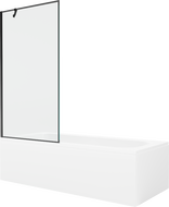 Mexen Vega cadă dreptunghiulară de 160 x 70 cm cu panouri si paravan cu 1 aripă 90 cm, Model negru - 550116070X9509007070