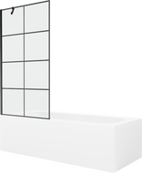 Mexen Vega cadă dreptunghiulară de 160 x 70 cm cu panouri si paravan cu 1 aripă 90 cm, Model negru - 550116070X9509007077