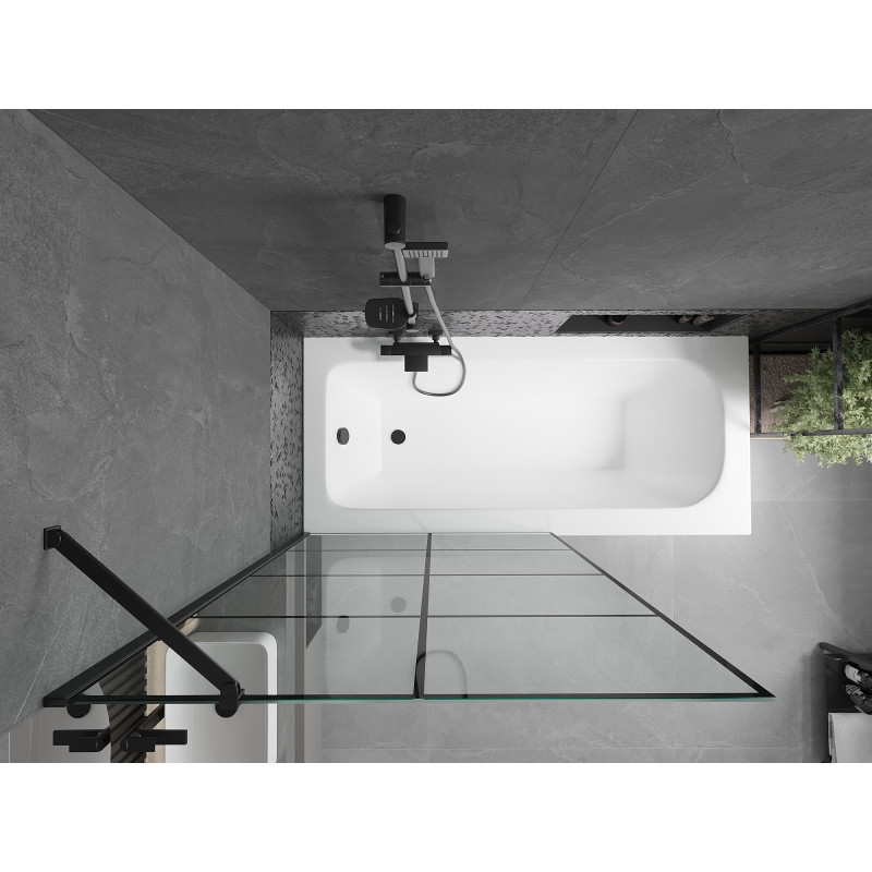 Mexen Vega téglalap alakú kád 160 x 70 cm burkolattal és 1-szárnyas paravánnal 100 cm, fekete minta - 550116070X9510007077