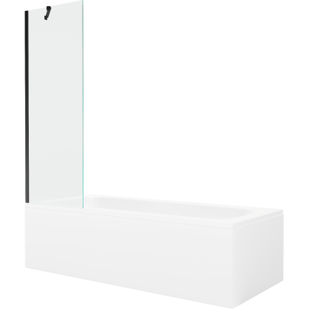 Cada dreptunghiulară Mexen Vega 170 x 70 cm cu carcasă și paravan cu 1 aripă 60 cm, transparent, negru - 550117070X9506000070