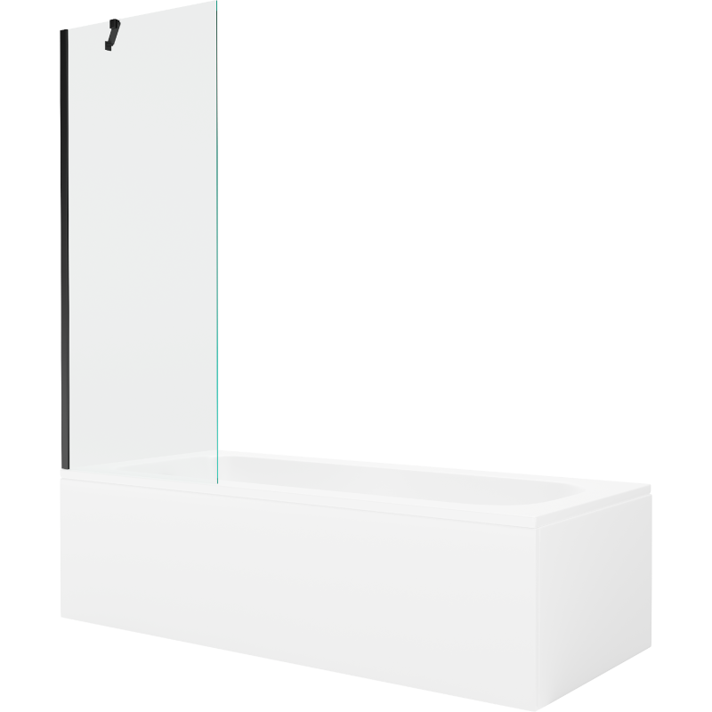 Mexen Vega cadă dreptunghiulară 170 x 70 cm cu placare și paravan cu 1 canat 70 cm, transparent, negru - 550117070X9507000070