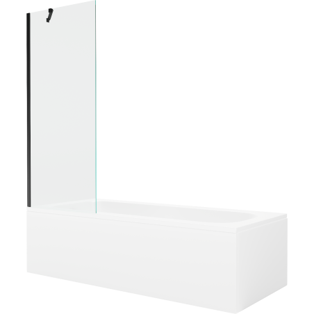 Mexen Vega cadă dreptunghiulară 170 x 70 cm cu placare și paravan cu 1 canat 70 cm, transparent, negru - 550117070X9507000070