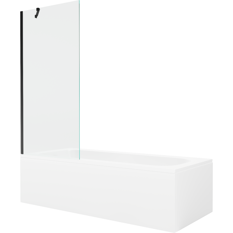 Cadă dreptunghiulară Mexen Vega 170 x 70 cm cu carcasă și ecran cu 1 canat 80 cm, transparent, negru - 550117070X9508000070