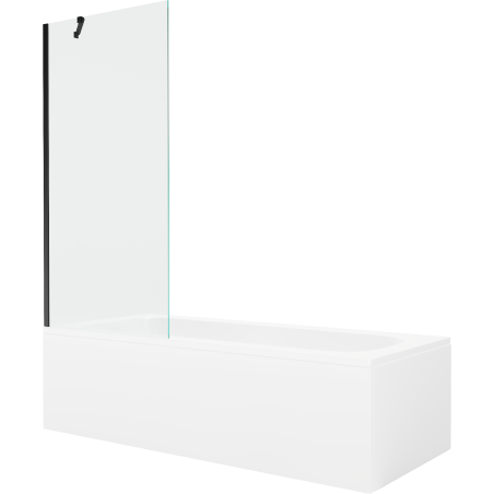Mexen Vega téglalap alakú kád 170 x 70 cm burkolattal és 1-szárnyú, 80 cm-es átlátszó fekete paravánnal