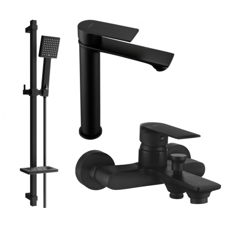 Mexen Royo DQ45 fürdőkád szett, fekete - 72213DQ45-70