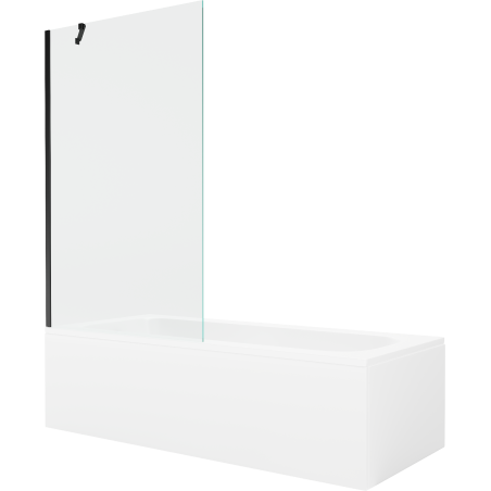 Mexen Vega cadă dreptunghiulară 170 x 70 cm cu panou și paravan cu 1 aripă 100 cm, transparent, negru - 550117070X9510000070