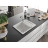 Mexen Enzo chiuvetă de granit cu o singură cuvă, cu scurgător și baterie Flora, albă - 6506-20-670401-02