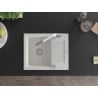 Mexen Enzo chiuvetă de granit cu o singură cuvă, cu scurgător și baterie Flora, albă - 6506-20-670401-02