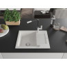 Mexen Enzo chiuvetă de granit cu 1 compartiment, cu scurgător și baterie de bucătărie Flora, albă - 6506-20-670401-07