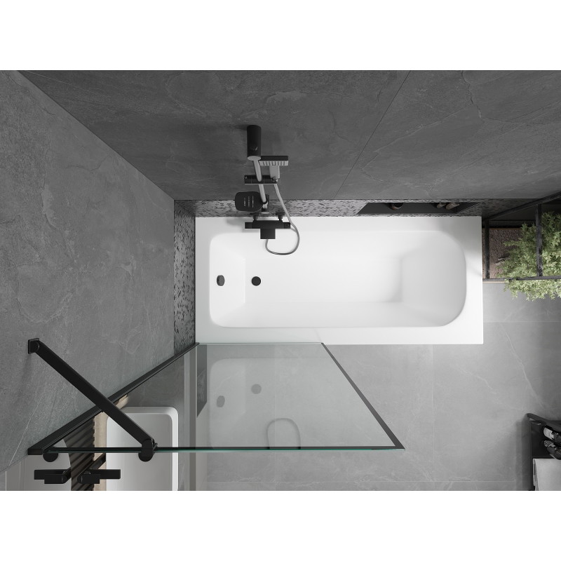 Mexen Vega téglalap alakú kád 170 x 70 cm burkolattal és 1-szárnyú paravánnal, fekete minta - 550117070X9508007070