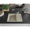 Mexen Enzo chiuvetă din granit cu 1 compartiment cu scurgător și baterie de bucătărie Flora, bej - 6506-69-670401-07