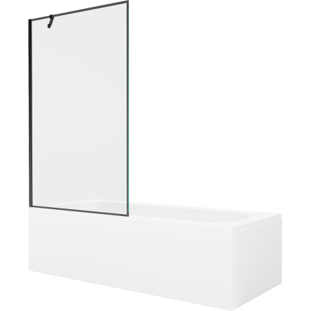 Mexen Vega 170 x 70 cm téglalap alakú kád burkolattal és 1-szárnyú paravánnal, fekete mintás - 550117070X9510007070