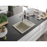 Mexen Enzo chiuvetă de granit cu un compartiment, cu picurător și baterie de bucătărie Flora, Bej - 6506-69-670401-09