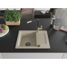 Mexen Enzo chiuvetă de bucătărie din granit 1-cameră cu scurgător și baterie Flora, bej - 6506-69-670401-57-B
