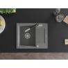 Mexen Enzo chiuvetă de granit cu un compartiment, cu picurător și baterie de bucătărie Flora, Gri - 6506-71-670401-07