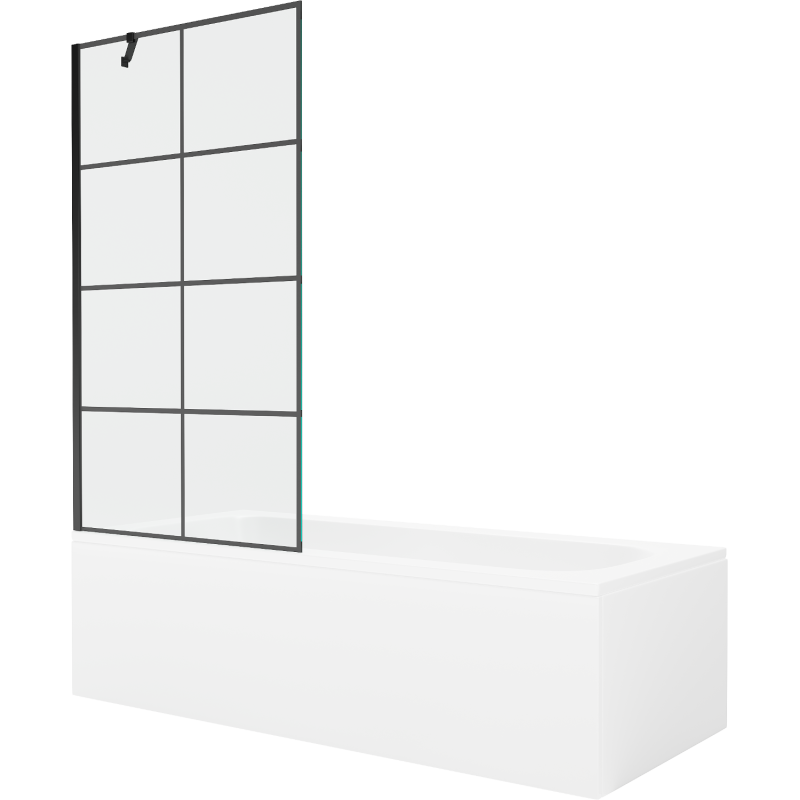 Mexen Vega négyszögletes kád 170 x 70 cm burkolattal és 1 szárnyú paravánnal 90 cm, fekete mintával - 550117077X9509007077