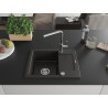 Mexen Enzo chiuvetă de granit cu 1 cameră cu scurgător și baterie de bucătărie Flora, negru/auriu metalic