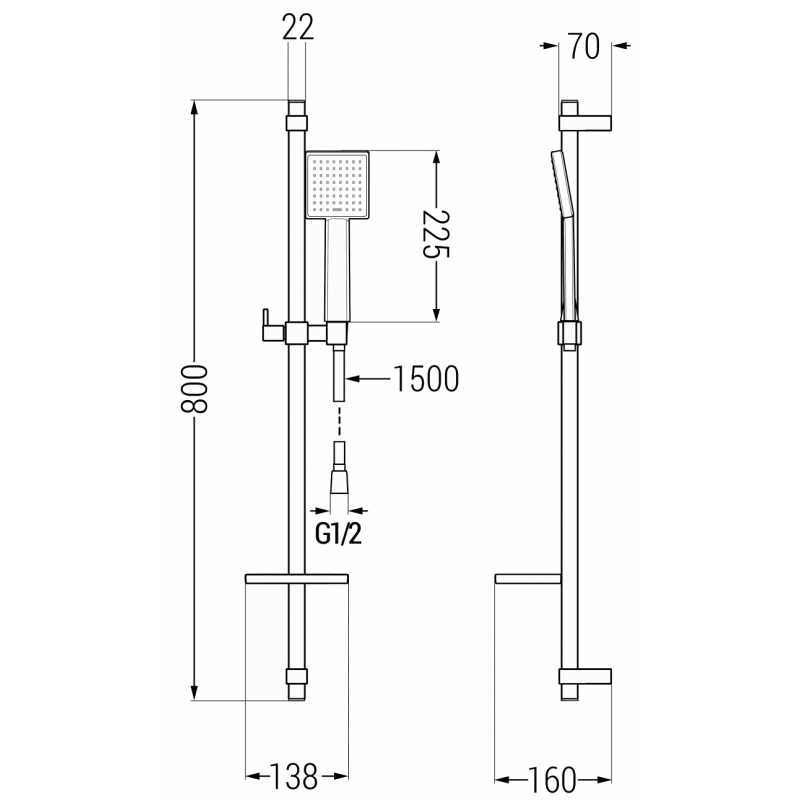 Mexen Royo Set de duș DQ45, crom - 72214DQ45-00