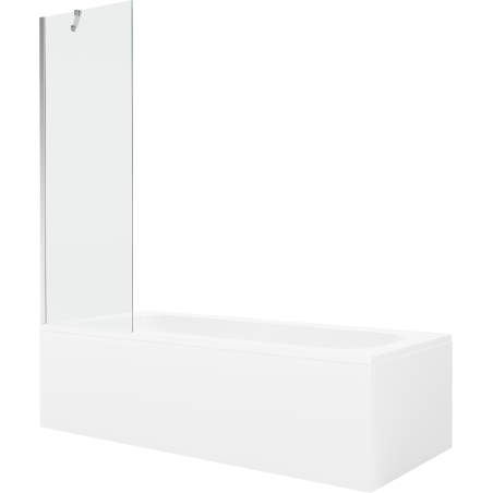 Mexen Vega téglalap alakú kád 180 x 80 cm burkolattal és 60 cm-es egyszárnyú paravánnal, átlátszó, króm