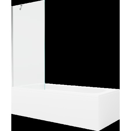 Mexen Vega cadă dreptunghiulară de 180 x 80 cm cu panouri si paravan cu 1 aripă 80 cm, transparent, crom - 550118080X9508000001