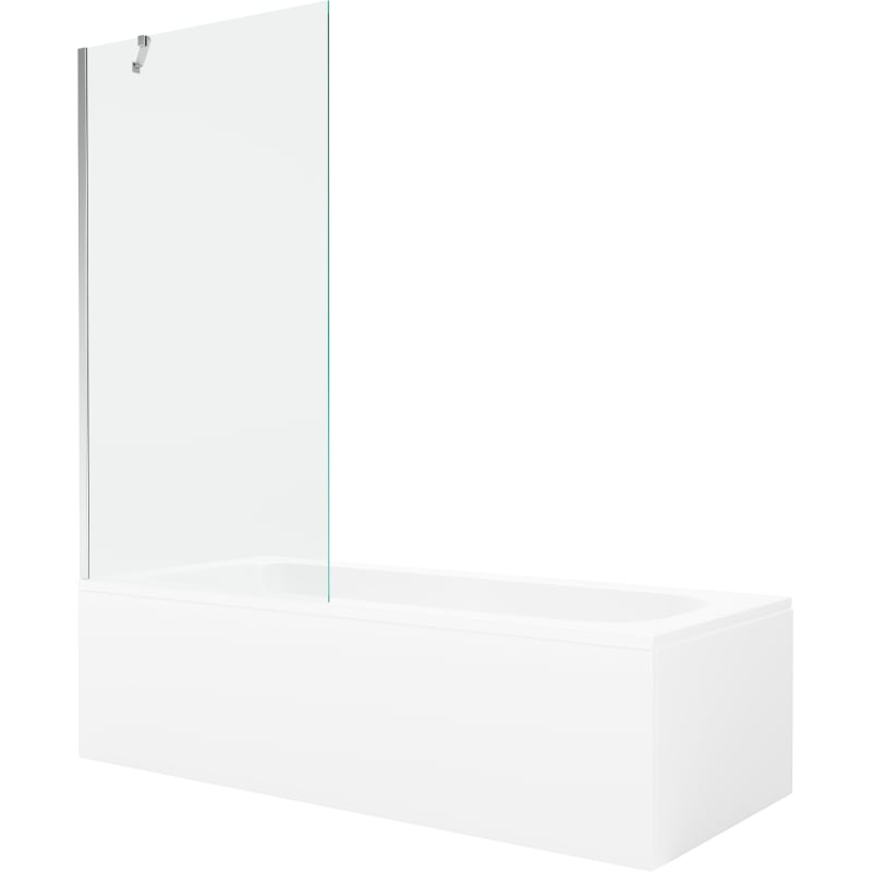 Mexen Vega cadă dreptunghiulară 180 x 80 cm cu îmbrăcăminte și paravan cu 1 canat 90 cm, transparent, crom