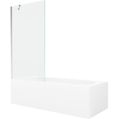 Mexen Vega cadă dreptunghiulară 180 x 80 cm cu îmbrăcăminte și paravan cu 1 canat 90 cm, transparent, crom