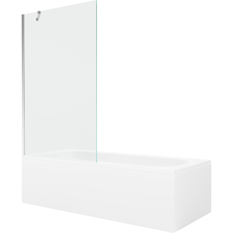 Mexen Vega cadă dreptunghiulară de 180 x 80 cm cu panouri si paravan cu 1 aripă 100 cm, transparent, crom - 550118080X9510000001