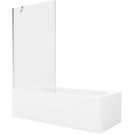 Mexen Vega cadă dreptunghiulară 180 x 80 cm cu panou și ecran cu 1 aripă 100 cm, transparent, crom - 550118080X9510000001