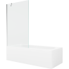 Mexen Vega cadă dreptunghiulară 180 x 80 cm cu panou și ecran cu 1 aripă 100 cm, transparent, crom - 550118080X9510000001