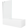 Mexen Vega cadă dreptunghiulară de 180 x 80 cm cu panouri si paravan cu 1 aripă 100 cm, transparent, crom - 550118080X9510000001