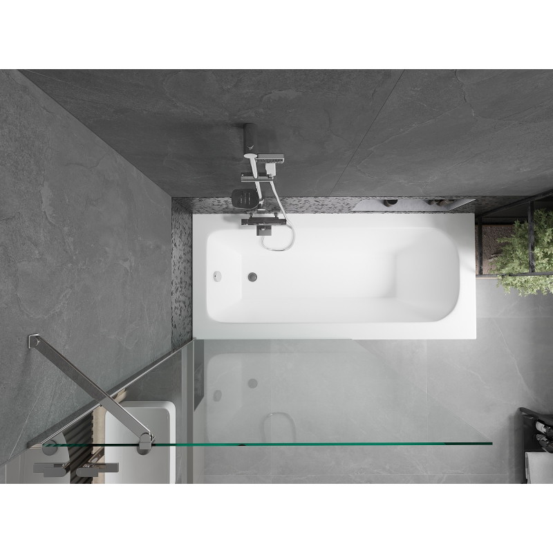 Mexen Vega téglalap alakú kád 180 x 80 cm burkolattal és 1-szárnyas paravánnal 100 cm, átlátszó, króm