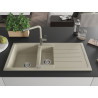 Mexen Andres chiuvetă de bucătărie din granit cu 1,5 compartimente, cu scurgător și baterie Flora, bej - 6515-69-670401-09