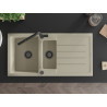 Mexen Andres chiuvetă de granit 1,5-cupe cu scurgător și baterie de bucătărie Flora, bej - 6515-69-670401-70-B