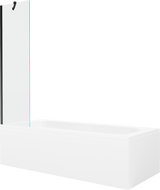 Mexen Vega cadă dreptunghiulară 180 x 80 cm cu panou și paravan cu 1 canat 50 cm, transparent, negru - 550118080X9505000070