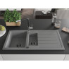 Mexen Andres chiuvetă de granit cu 1,5 camere cu scurgător și baterie de bucătărie Flora, gri - 6515-71-670401-07-B