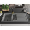 Mexen Andres chiuvetă de bucătărie din granit cu 1,5 cuve, cu scurgător și baterie Flora, gri - 6515-71-670401-57-B
