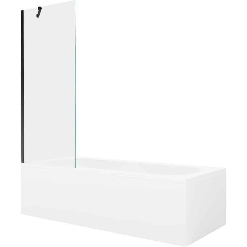 Cada Mexen Vega dreptunghiulară 180 x 80 cm cu carcasă și paravan cu 1 canat 70 cm, transparent, negru - 550118080X9507000070