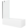 Mexen Vega téglalap alakú kád 180 x 80 cm burkolattal és 1-szárnyú paravánnal 80 cm, átlátszó, fekete