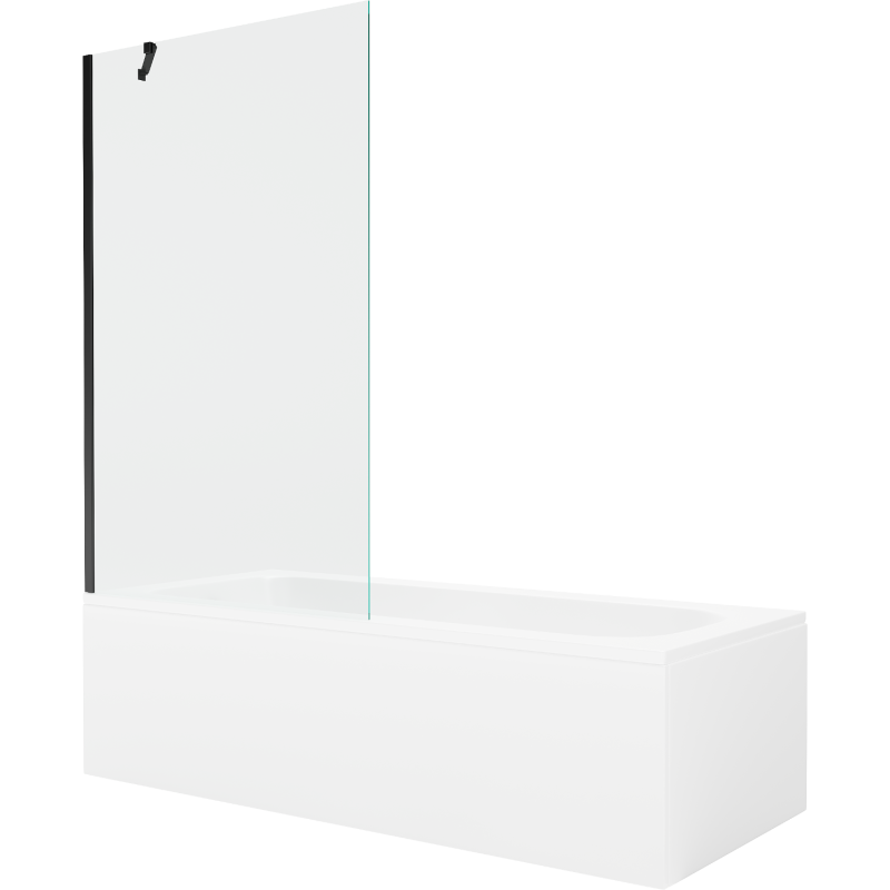 Cadă dreptunghiulară Mexen Vega 180 x 80 cm cu carcasă și paravan cu 1 aripă 100 cm, transparent, negru - 550118080X9510000070