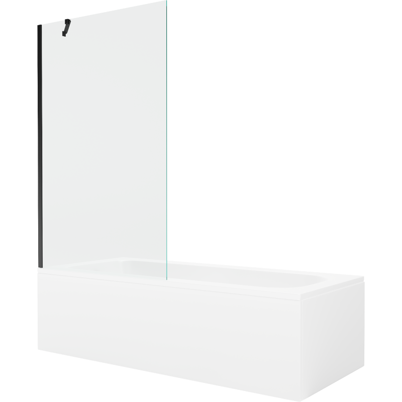 Mexen Vega cadă dreptunghiulară 180 x 80 cm cu carcasă și paravan cu 1 panou de 100 cm, transparent, negru - 550118080X95100000?